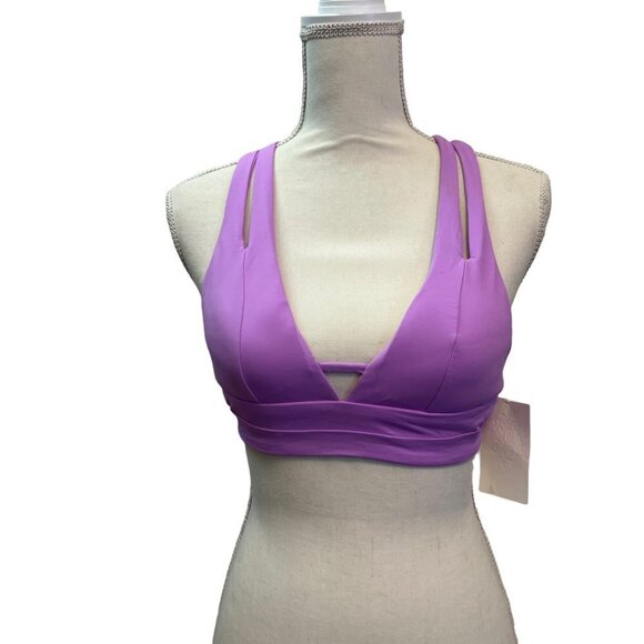 Becca by Rebecca Virtue Orchid Color Code Split Strap Halter Swim Top Size Small - Picture 2 of 6